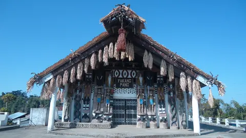 Traditional building with a carved facade and decorated gable